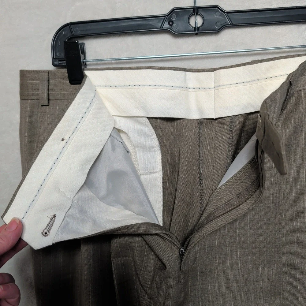Vintage Ralph Lauren Mens 2pc Pinstripe Suit 42R 38x28 Tan 3 Button Union Canada